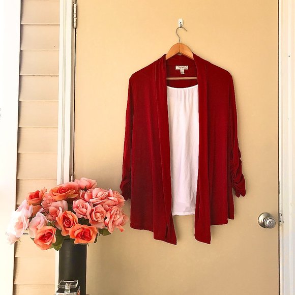 dressbarn Sweaters - DRESSBARN Vibrant Red Cardigan